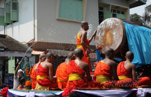Monks, water and drums