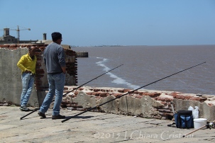 Uruguay Montevideo rambla fishermen